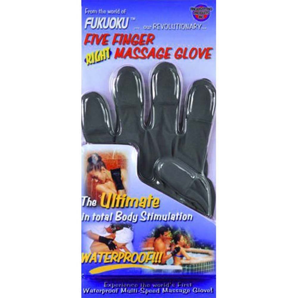 Fukuoku Five Finger Vibrating Right Hand Massage Glove Medium Large Black