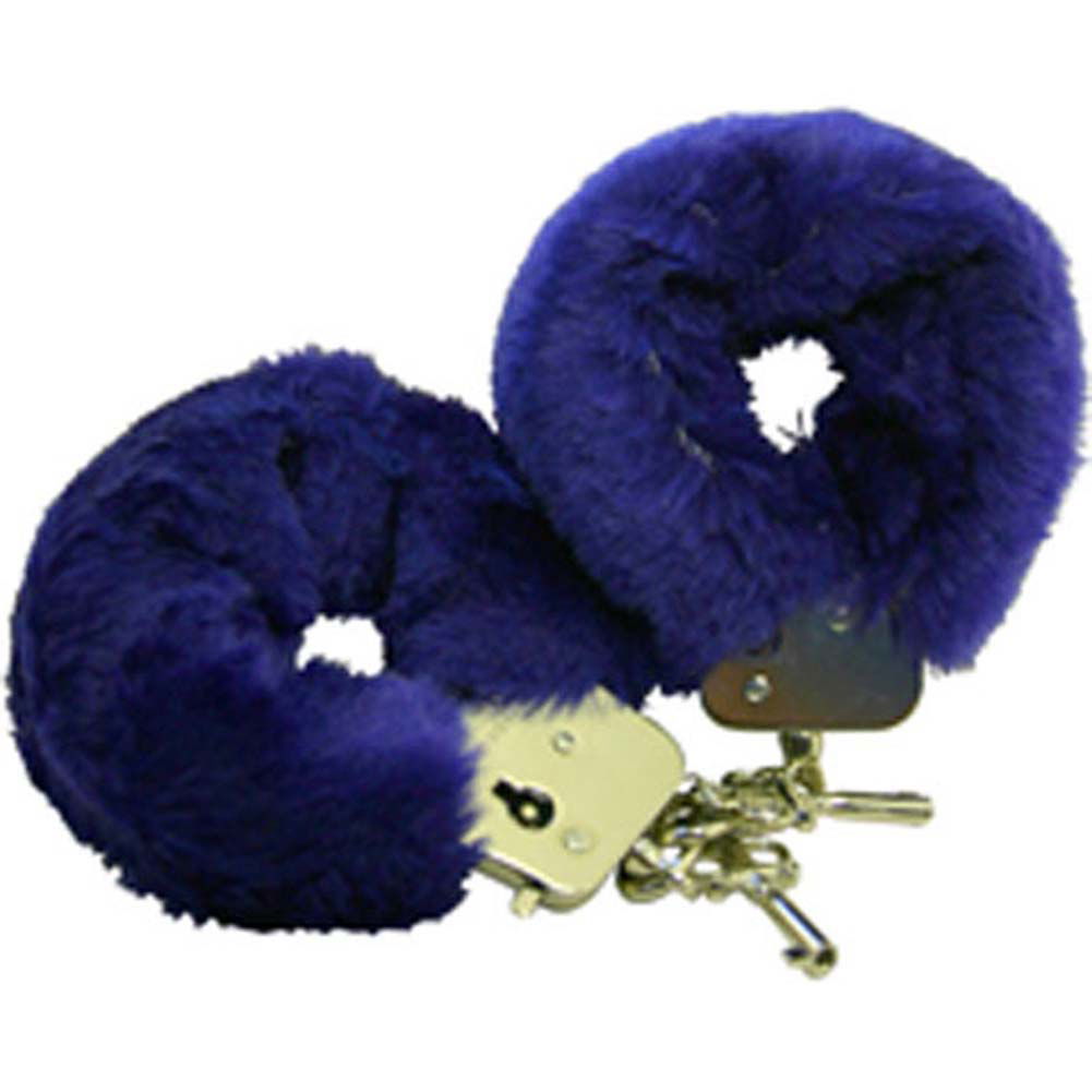 Golden Triangle Faux Fur Love Cuffs For Intimate Lovers Plush Blue 3541