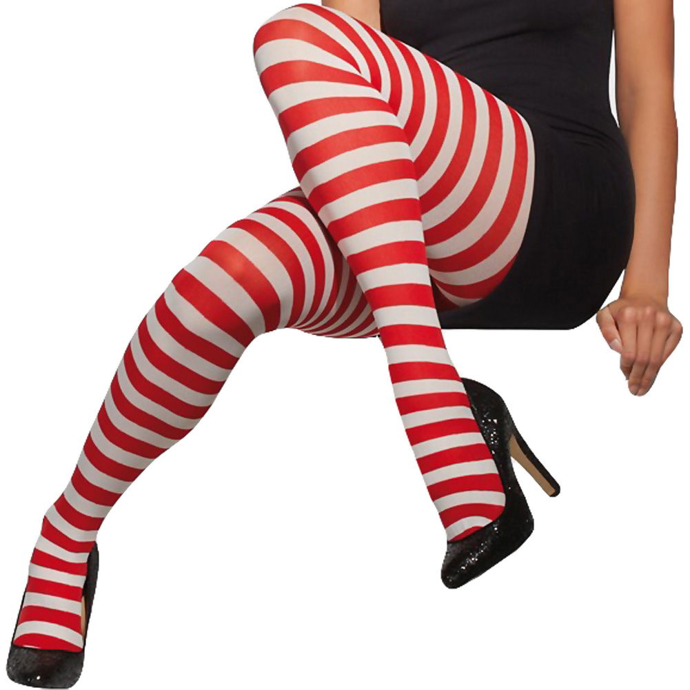 Fever Striped Candy Cane Tights One Size Redwhite 1889