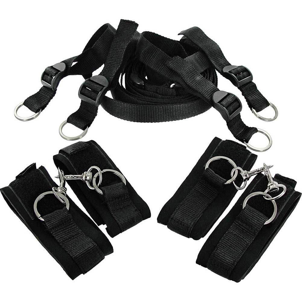 Frisky Bedroom Restraint Kit With Cuffs And Tethers Black
