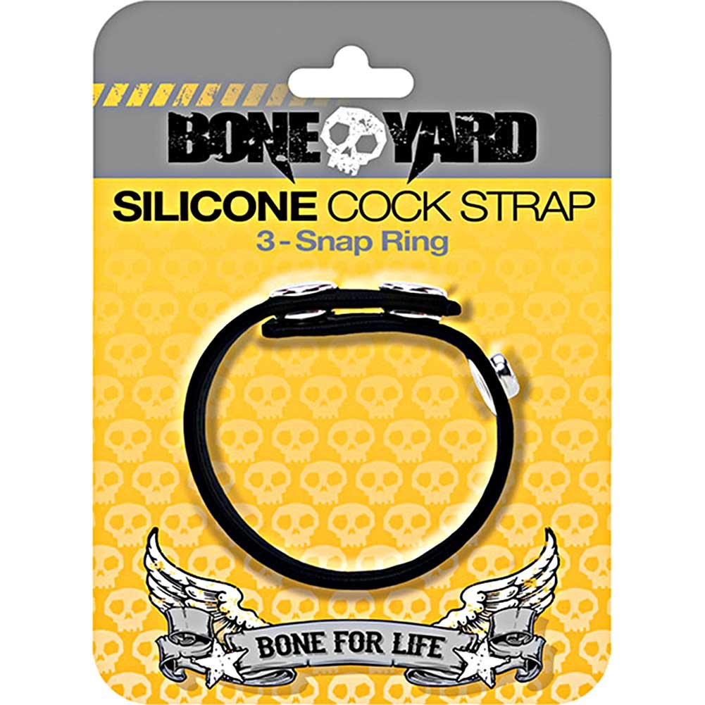 Rascal Boneyard Silicone Cock Strap 3 Snap Ring Black