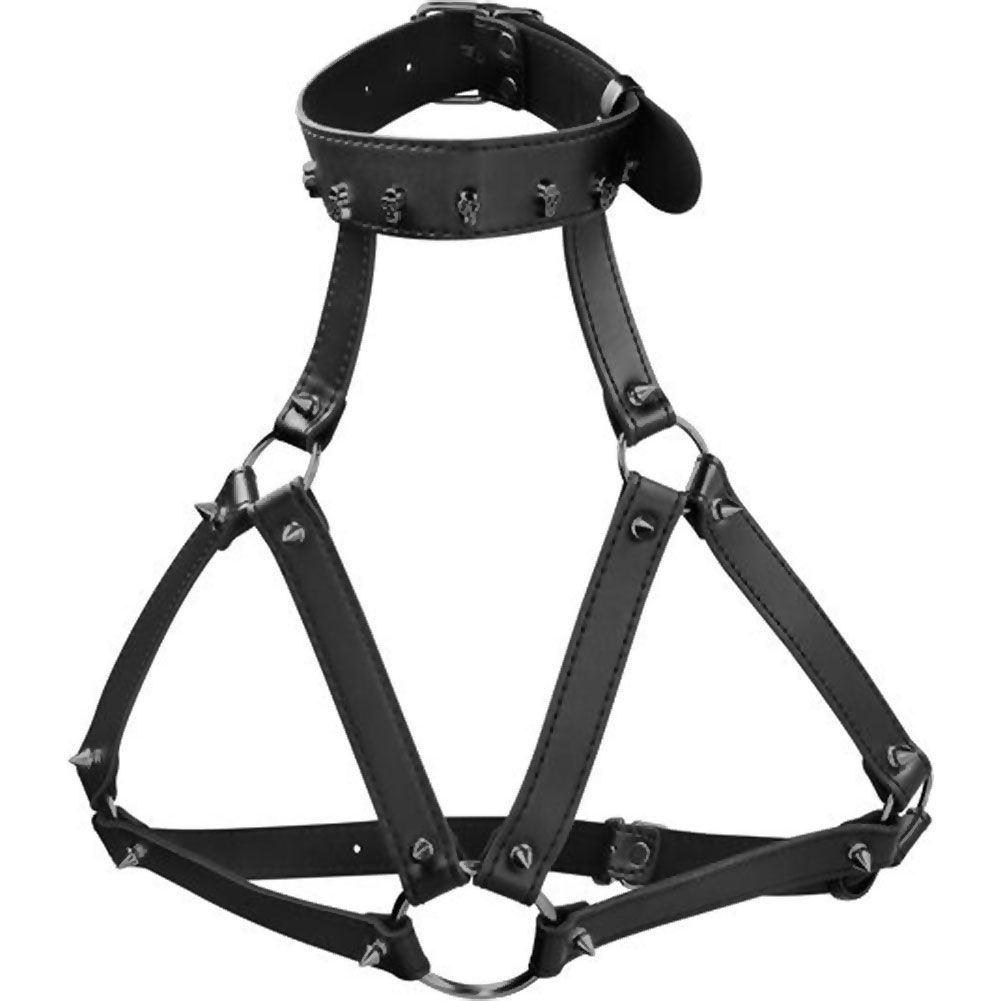 Ouch Skulls and Bones Bonded Leather Harness with Spikes, One Size ...