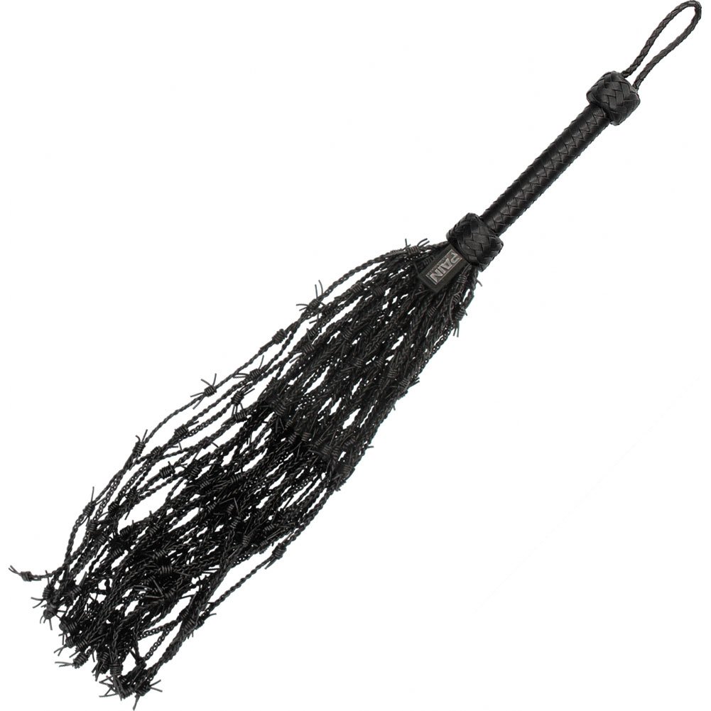 Ouch Pain Leather Barbed Wire Flogger, 33