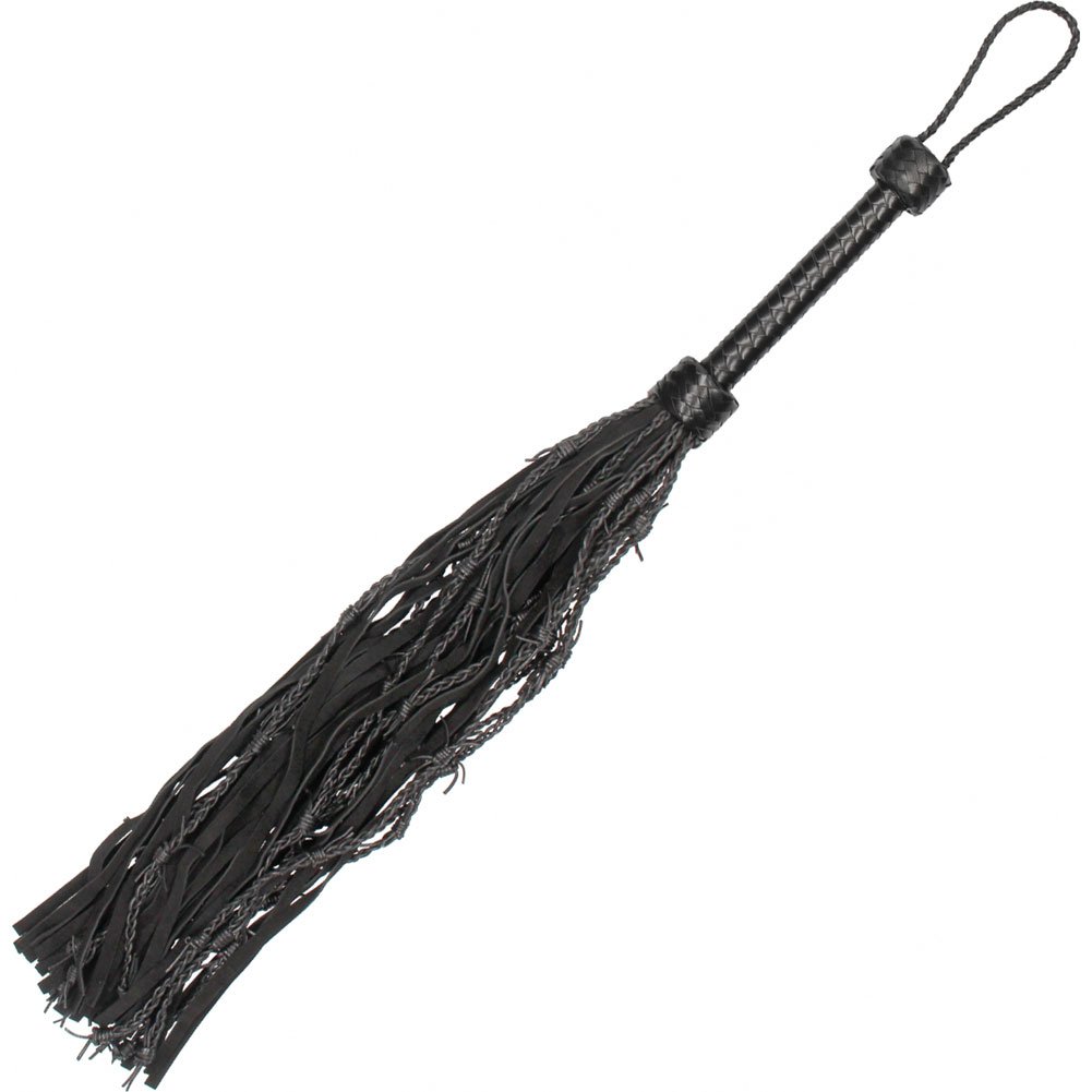 Ouch Pain Leather Suede Barbed Wired Flogger, 30